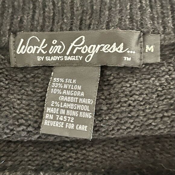 Vintage Black Silk and Angora Knit Skirt Size Medium Sweater Pencil Skirt - Picture 4 of 4